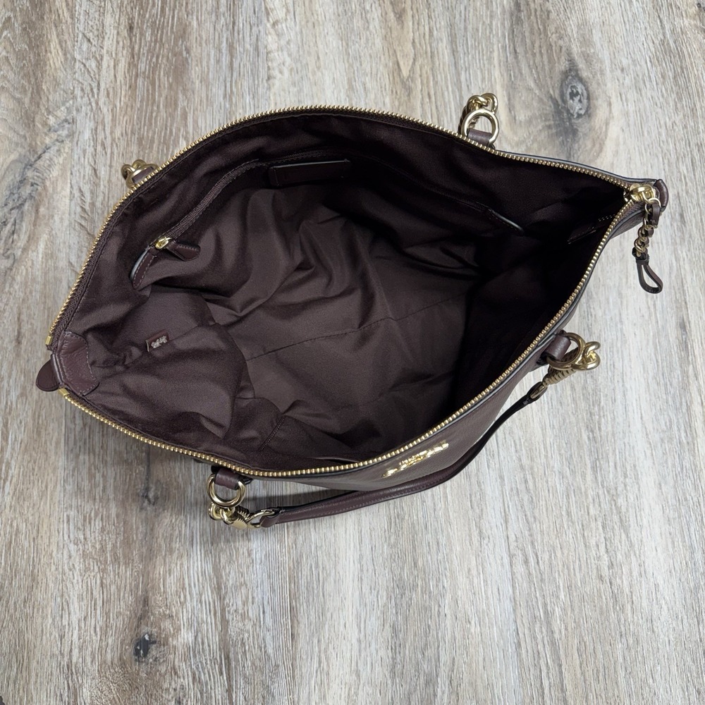 COACH Ava Chain Tote Oxblood Burgundy Leather Gold Hardware F22211 No Bag Charm - Picture 5 of 15